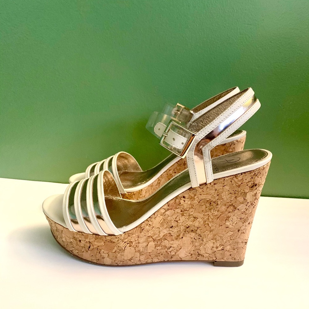Adrianna Papell White Strappy Wedge Sandals